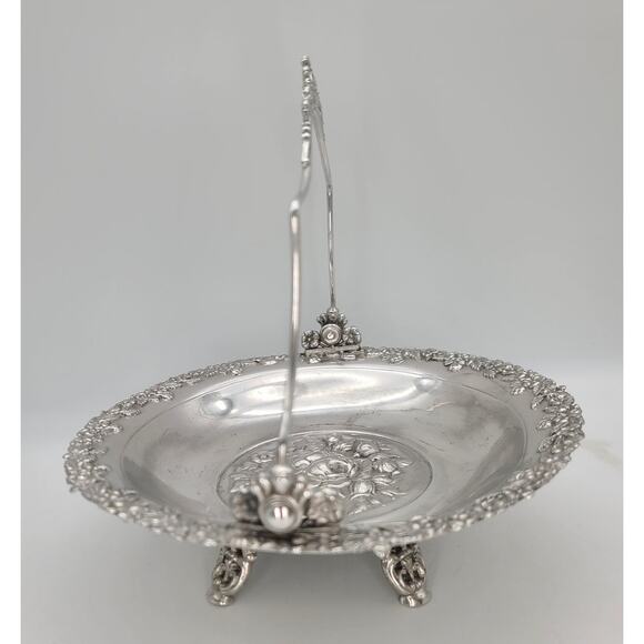 Antique Aurora Silver Plate Repousse 4-Foot Brides Basket Centerpiece 1869-1919 - Picture 6 of 10